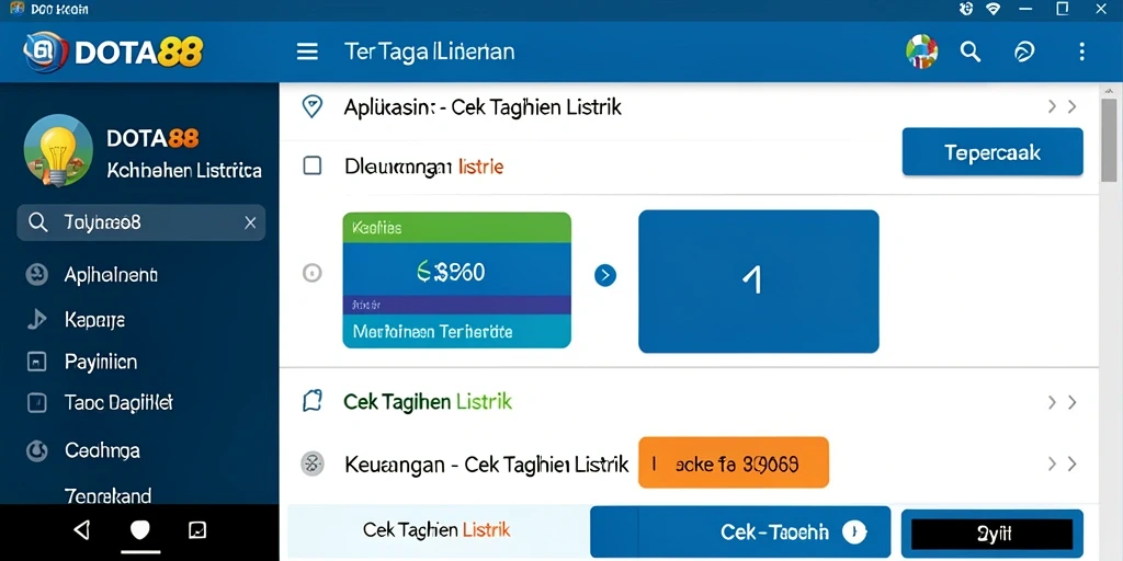 Antarmuka DOTA88 menampilkan data tagihan listrik yang jelas dan terstruktur.
