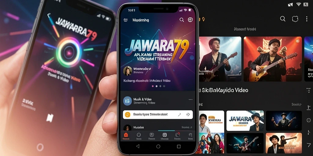 Antarmuka JAWARA79 menampilkan berbagai pilihan video musik dan streaming.