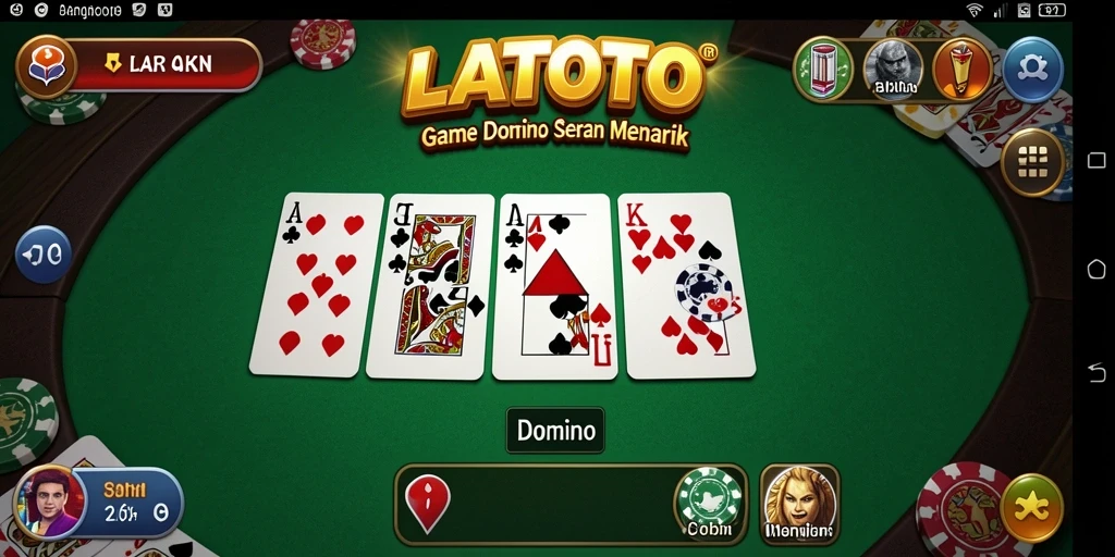 Antarmuka LATOTO menampilkan permainan domino yang menarik dan interaktif.