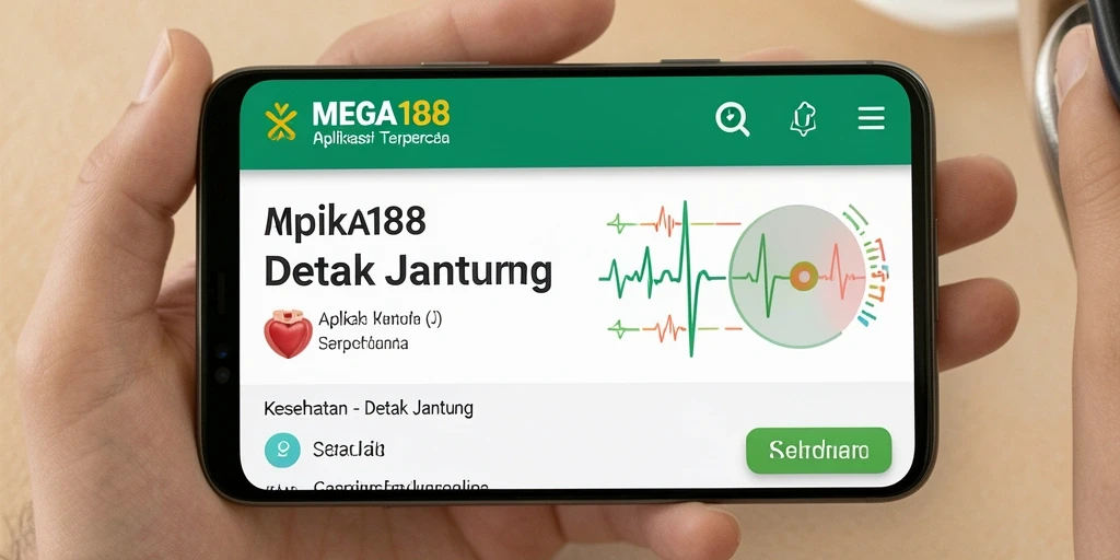 Antarmuka aplikasi MEGA188 untuk memantau detak jantung pengguna.