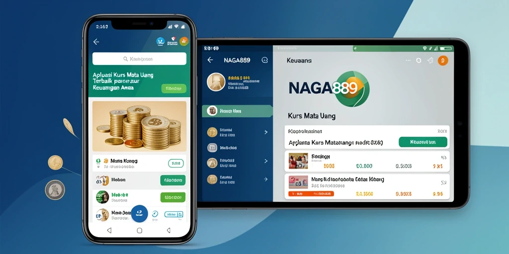 Tampilan antarmuka aplikasi NAGA889 untuk pengelolaan kurs mata uang.