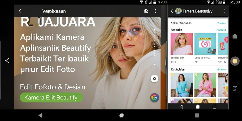 Antarmuka RAJAJUARA dengan fitur Kamera Beautify yang menarik.