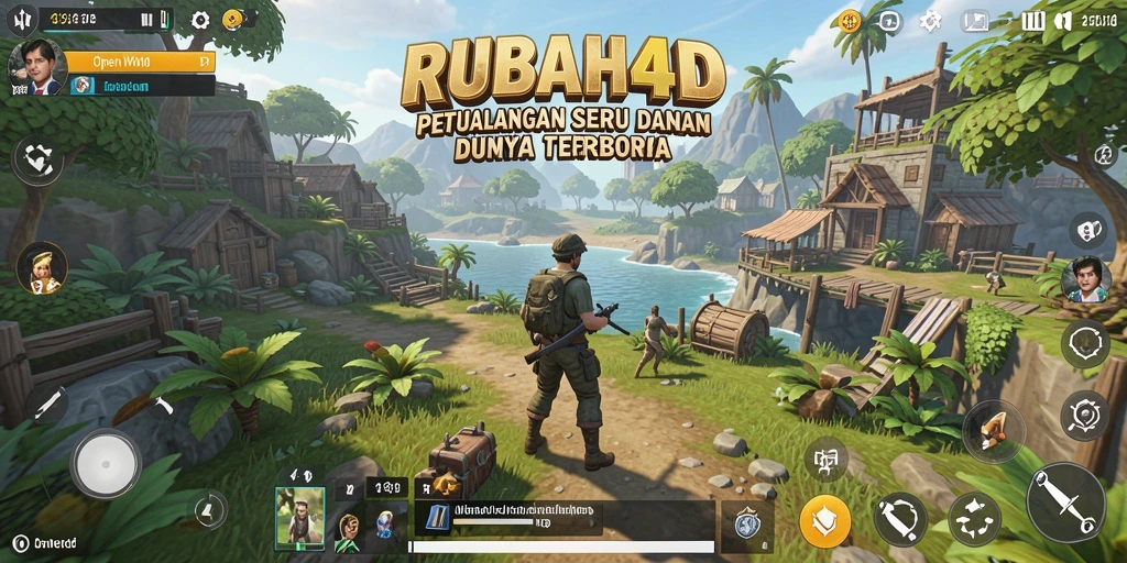 Tampilan antarmuka utama game Open World RUBAH4D dengan berbagai misi.