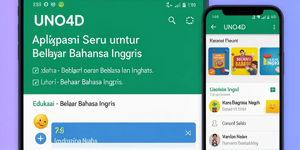 Tampilan utama aplikasi UNO4D yang menarik untuk belajar Bahasa Inggris.