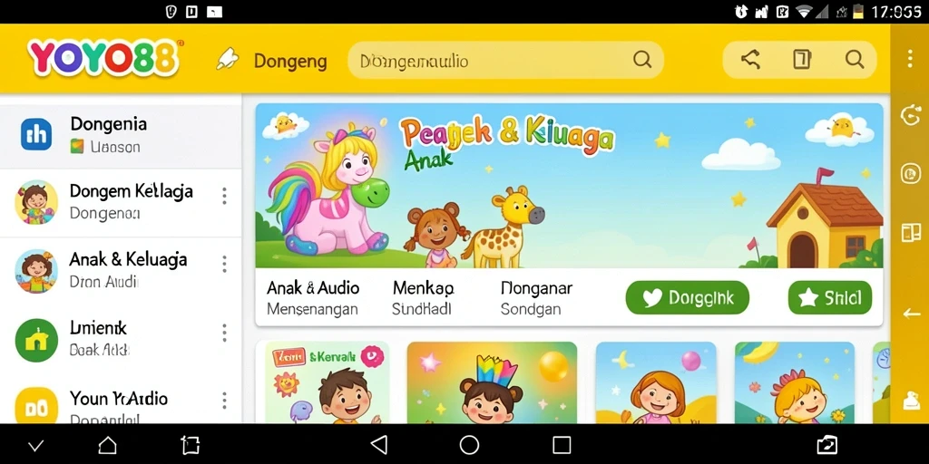 Tampilan antarmuka aplikasi YOYO88 yang ramah pengguna untuk dongeng audio.